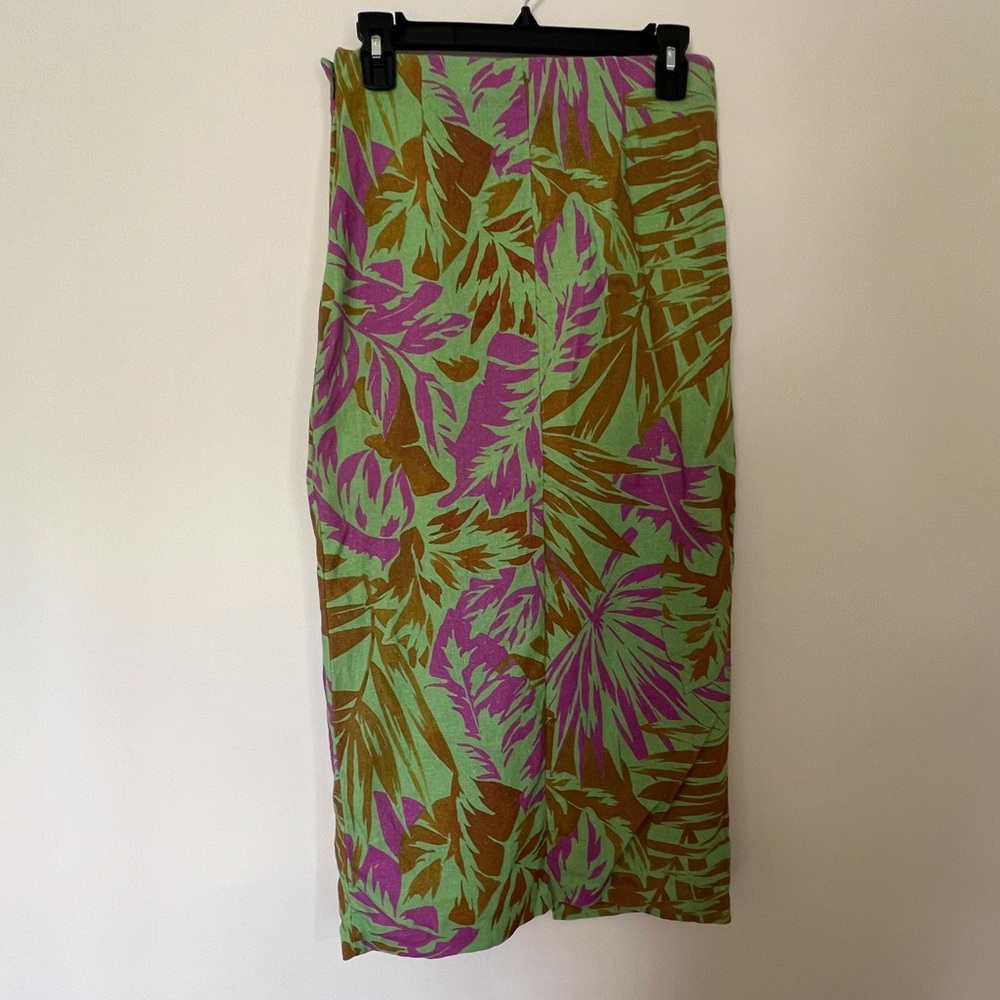 Zara Maxi Skirt Cover Up Tropical Print Linen Blend Womens Size XS NWT - Picture 4 of 11